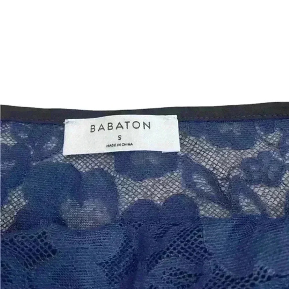 Babaton Aritzia Babton Halsmann Blouse Navy/Black Trim Size Small - Picture 4 of 8